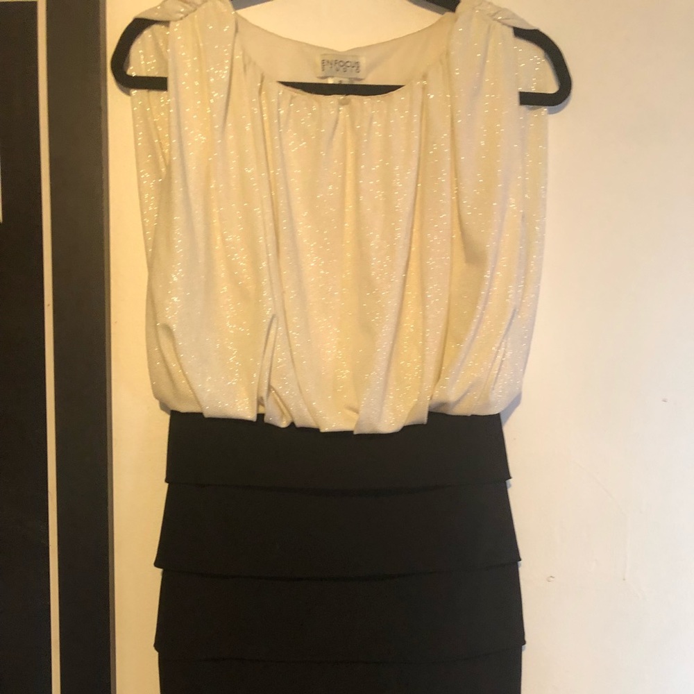 Formal white and black dress